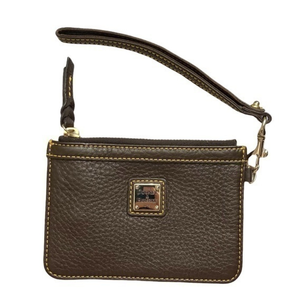 Dooney and Bourke brown pebbled leather keyring wristlet bag
